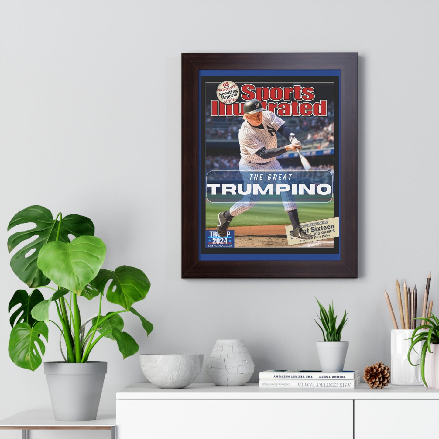 Donald Trump HomeRun Framed Vertical Poster