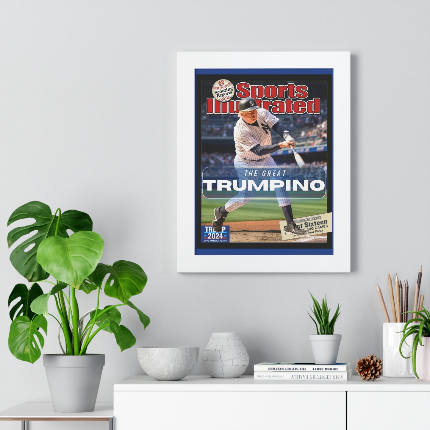 Donald Trump HomeRun Framed Vertical Poster