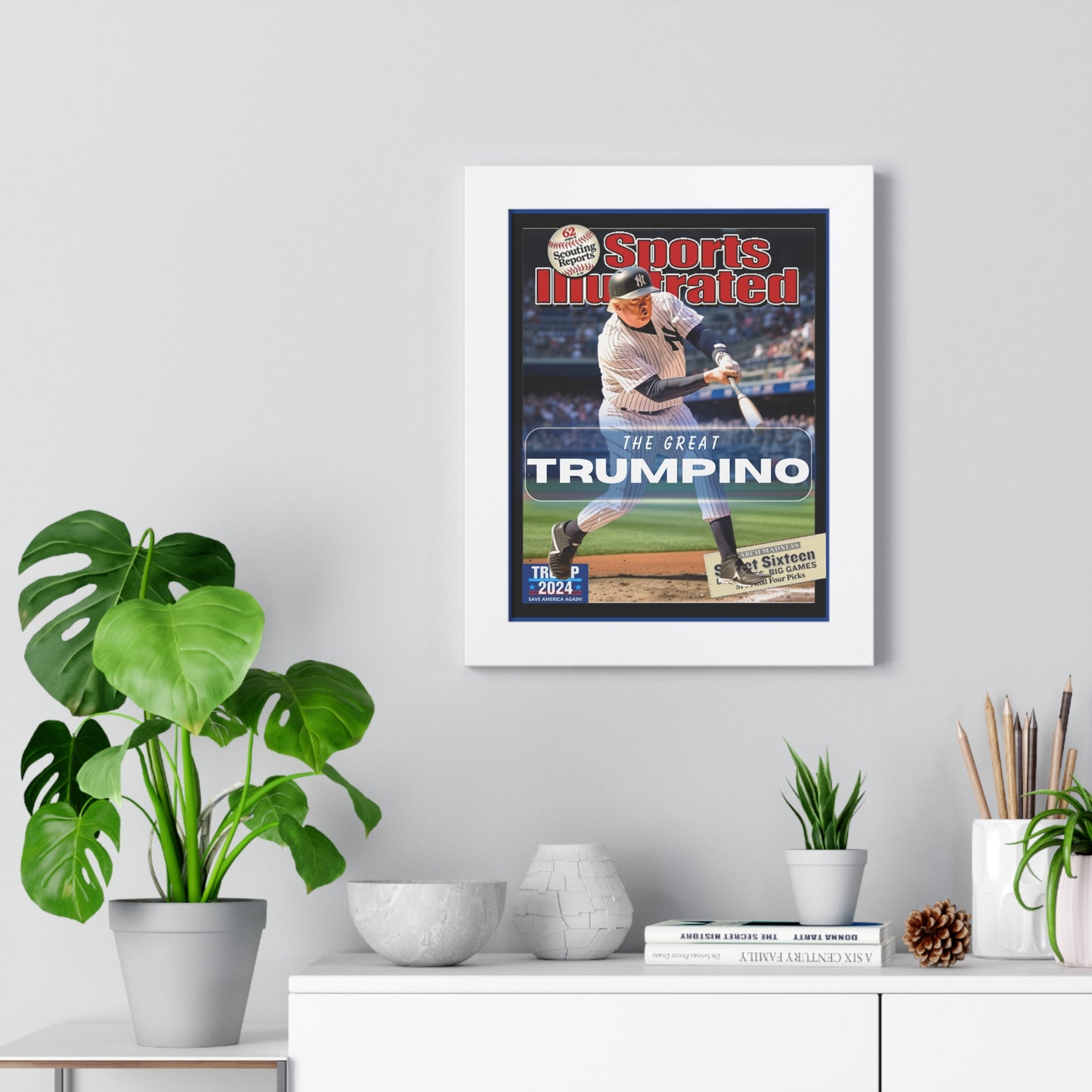 Donald Trump HomeRun Framed Vertical Poster