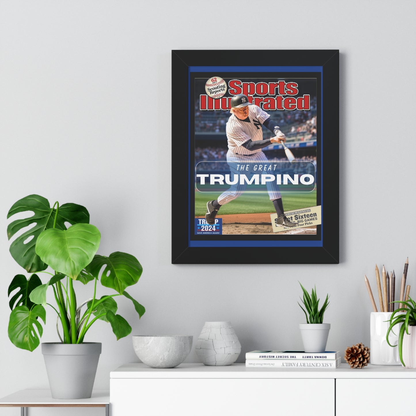 Donald Trump HomeRun Framed Vertical Poster