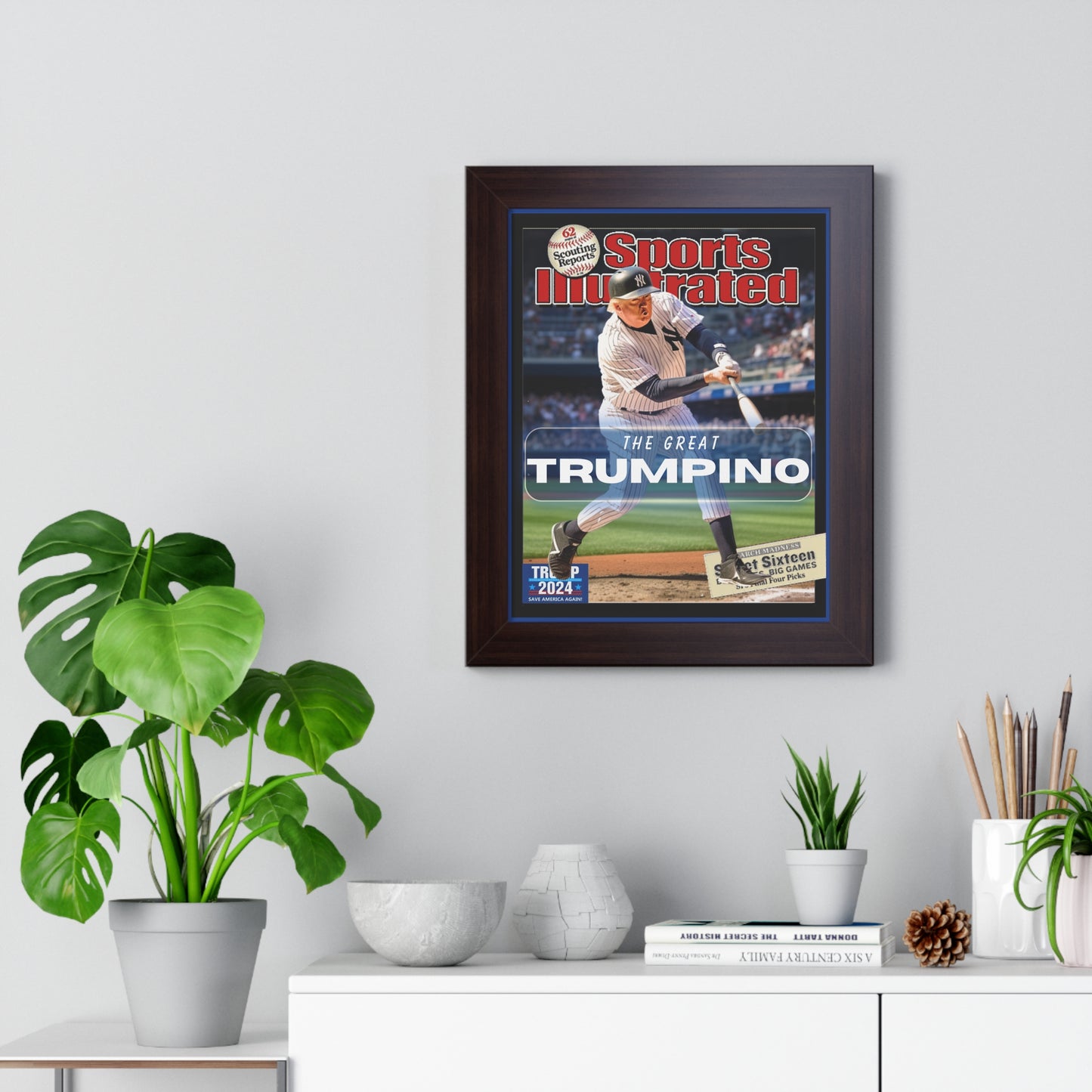 Donald Trump HomeRun Framed Vertical Poster