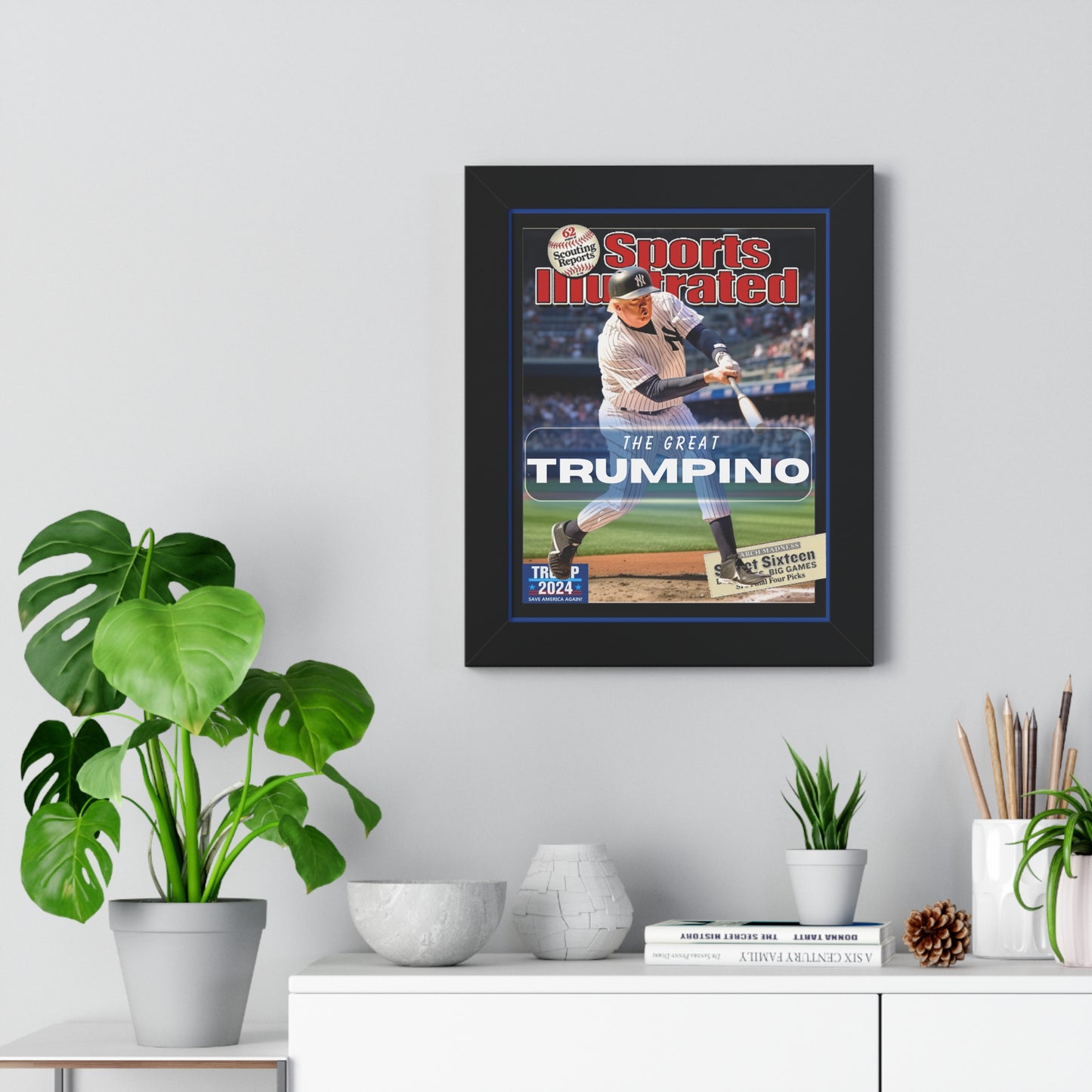 Donald Trump HomeRun Framed Vertical Poster