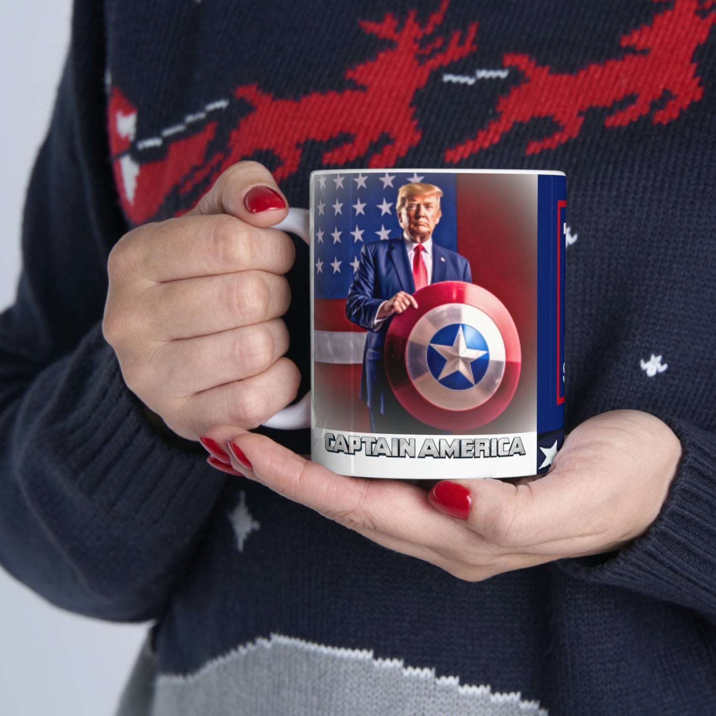 Captain America Donald Trump Banner Flag Mug